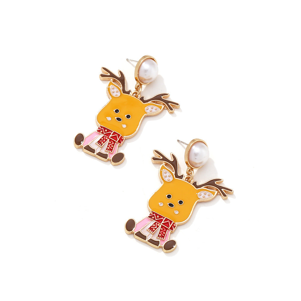 Alloy Cute Colored Drip Oil Elk Earrings MIC-ManY083