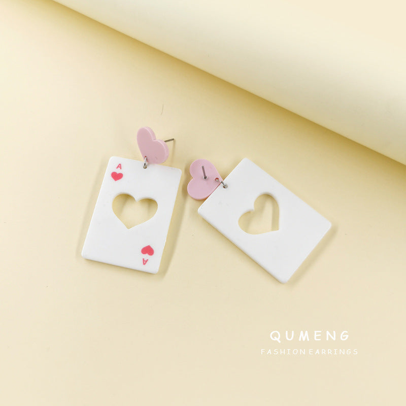 Acrylic New Pink Heart Hollow Earrings (Minimo de Compra 2) MIC-QingM006