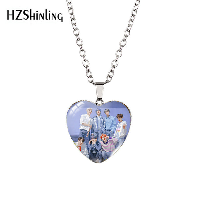 Alloy Time Gem Heart Necklace MIC-XiangL038