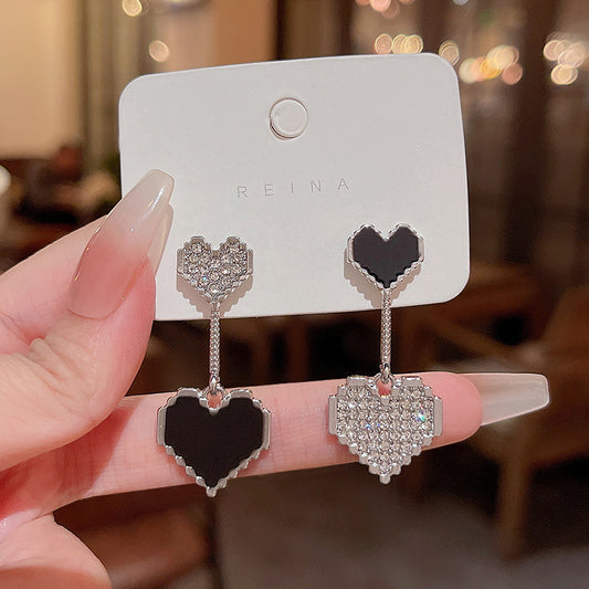 Alloy full diamond heart earrings MIC-HanJ015