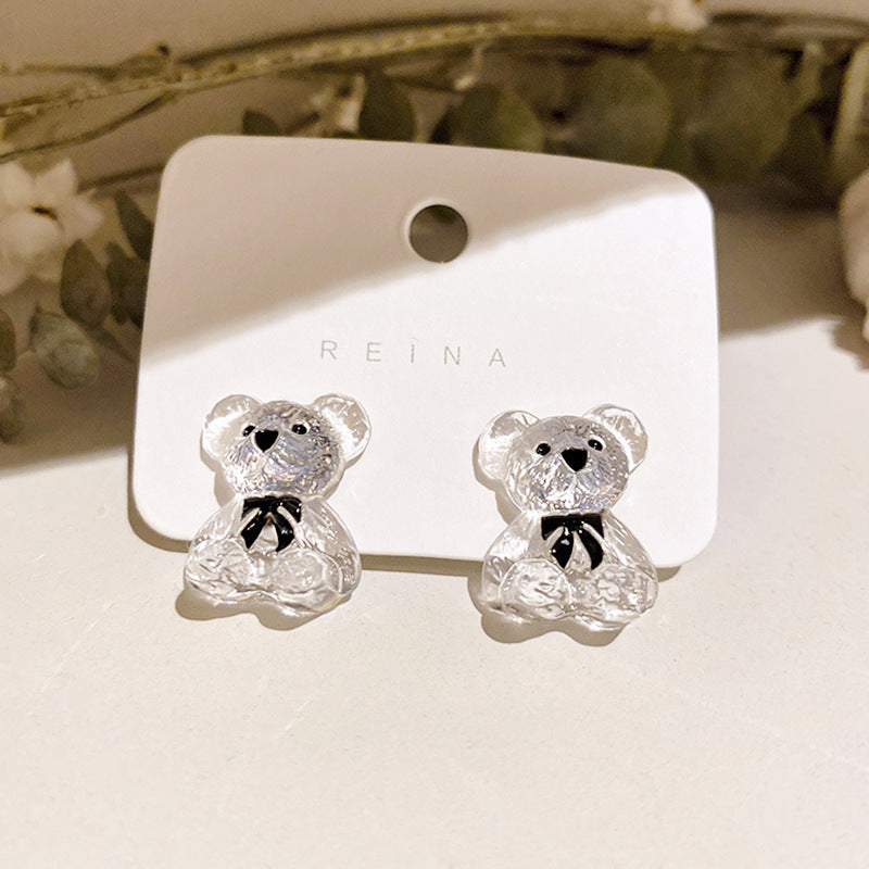 Alloy transparent bear earrings MIC-XiM007