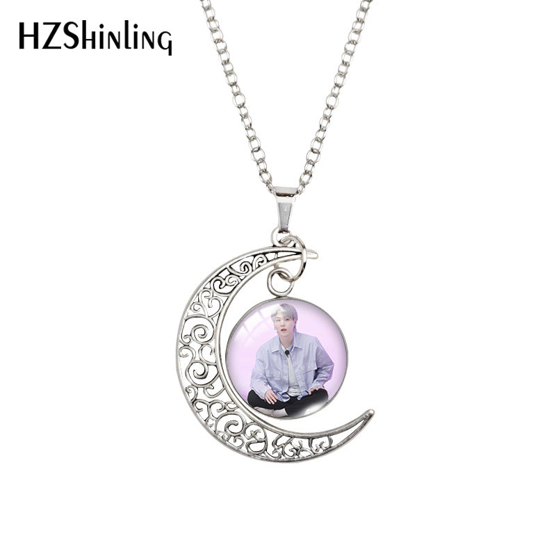 Alloy Moon Time Gem Necklace MYA-XiangL021