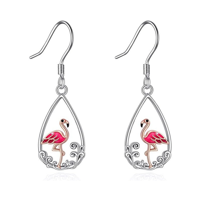 Alloy beautiful flamingo studded with diamond earrings (Minimo de compra 10) MIC-ZhuY010