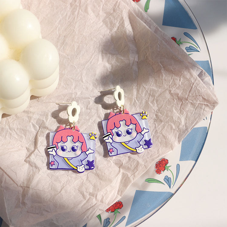 Acrylic relief painted cute earrings (Minimo de Compra 2) MIC-XiM052