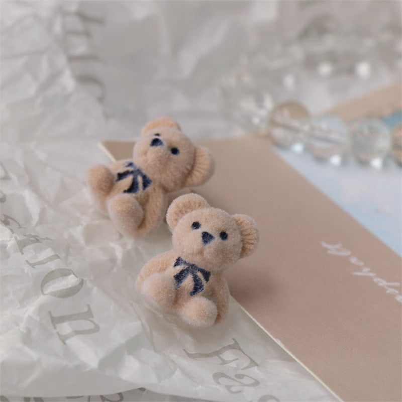 Alloy plush cartoon teddy bear earrings (Minimo de Compra 2) MIC-QingE012