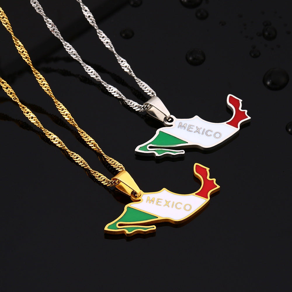 Necklaces Stainless Steel Map Mexico HongZ004