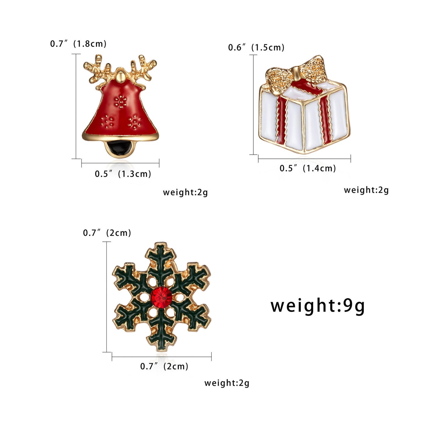 Alloy Santa Claus Bell Snowflake Earrings (Minimo de Compra 2)  MIC-JueH011