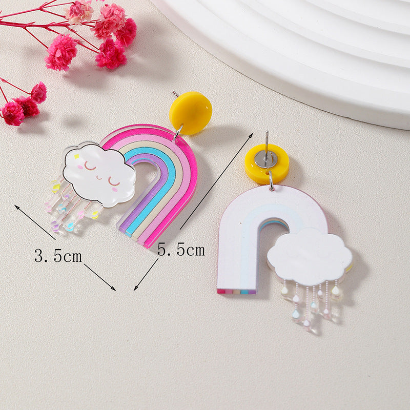 Acrylic Rainbow Cloud Earrings MYA-KaiQ045