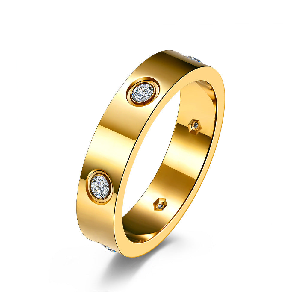 Titanium steel diamond couple ring  Minimum order quantity ≥ 2 MIC-QianF003