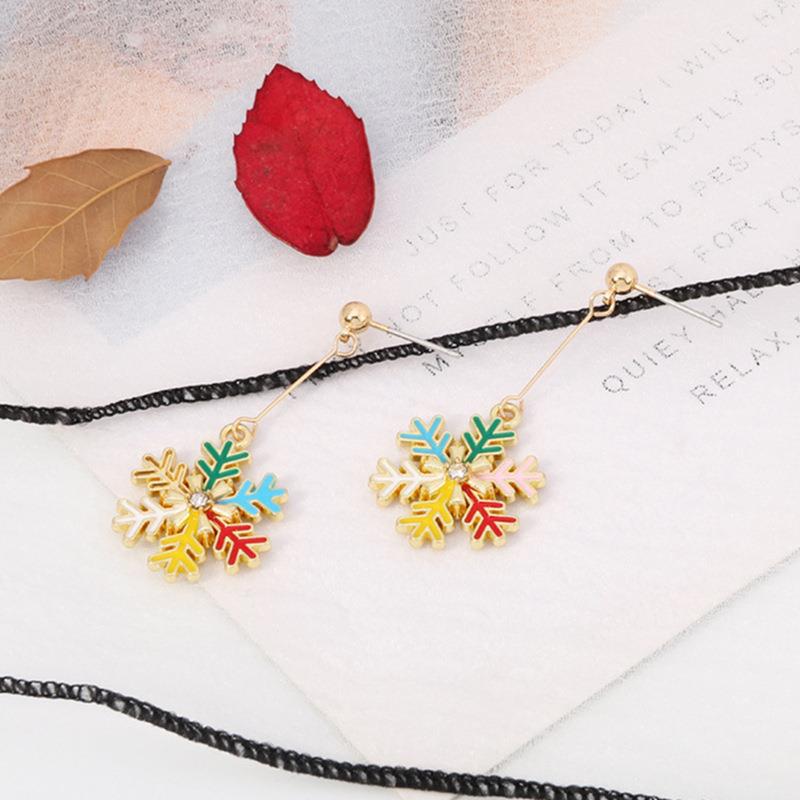 Alloy Christmas snowflake diamond earrings (Minimo de Compra 2)  MIC-YingH008