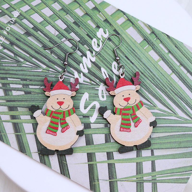 Acrylic Santa Claus Elk Snowman Earrings MYA-DuA071