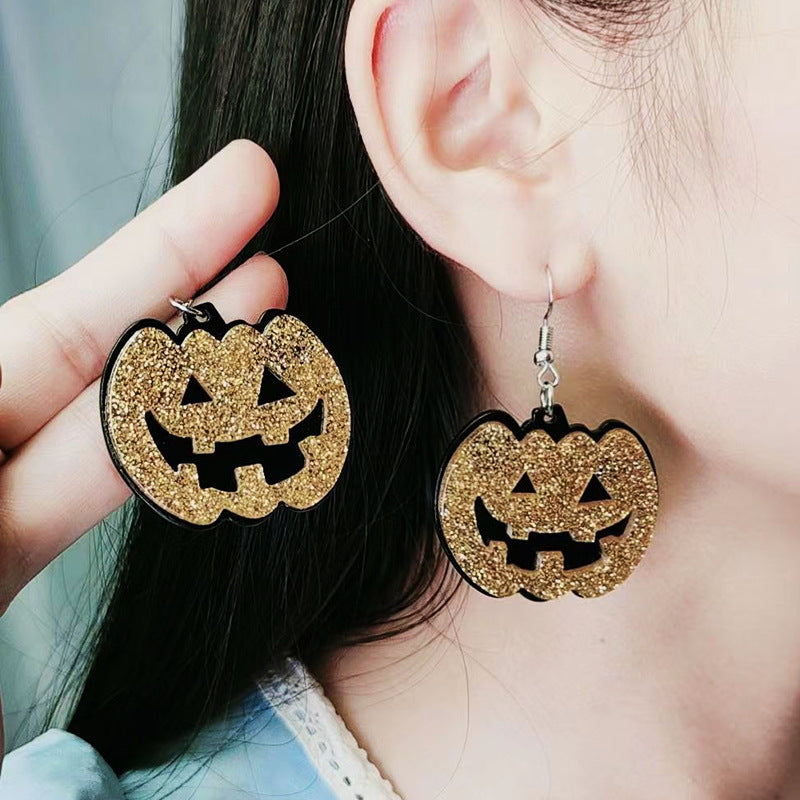 Acrylic Halloween Pumpkin Splice earrings (Minimo de Compra 2) MYA-DuA037