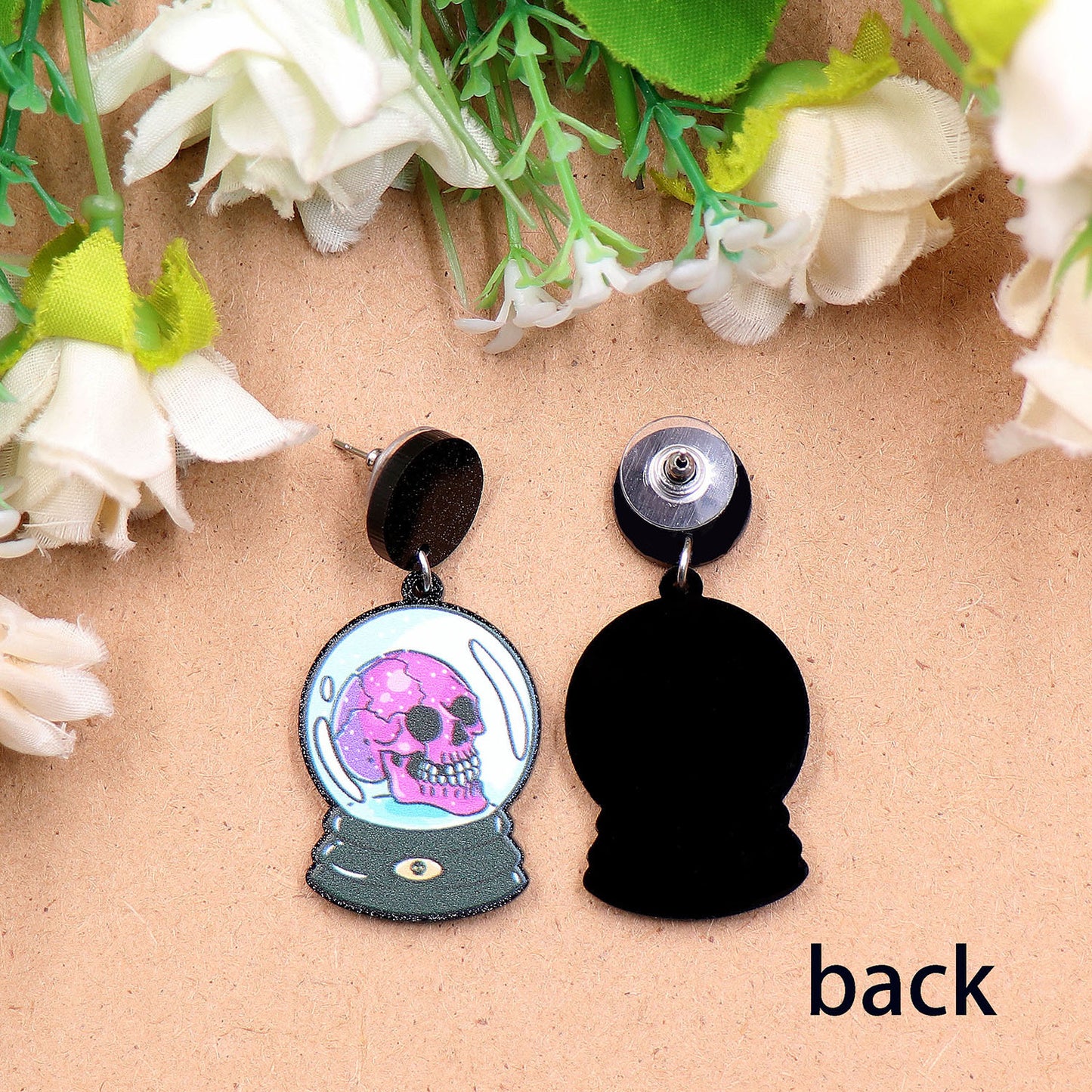 Acrylic Halloween Skull Earstuds (Minimo de compra 5) MIC-XiaoY042