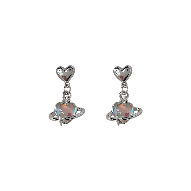 Alloy silver heart-shaped earrings MIC-LiangM013