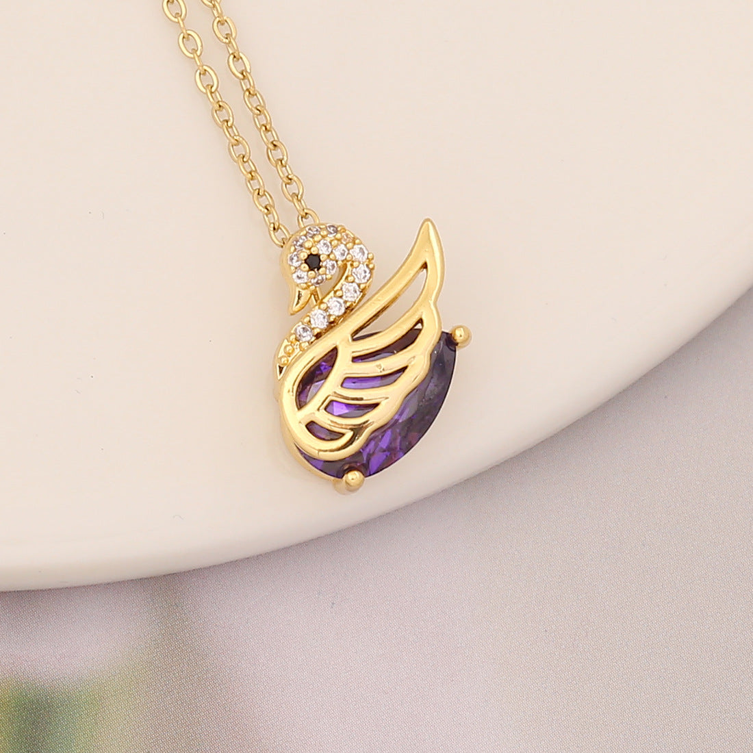 Necklaces Copper Zircon Stainless Steel Fantasy Purple Series BingM025