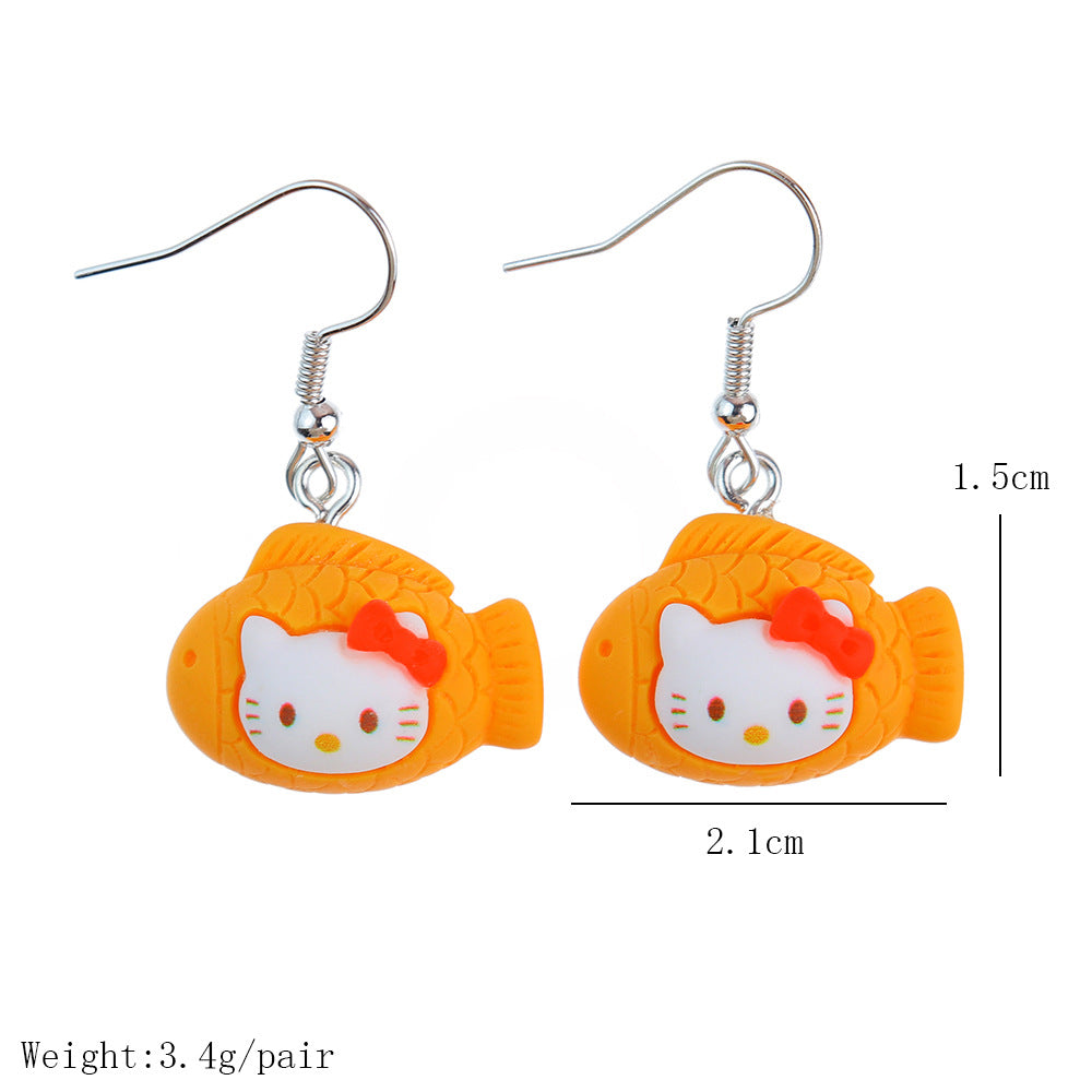 Resin Earrings Cute Cartoon Bear Kitty Kitten (S) niqing026