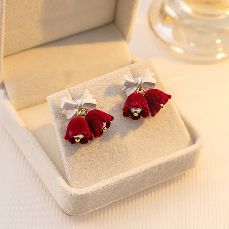 Alloy Christmas bow pearl earrings MIC-MDD191