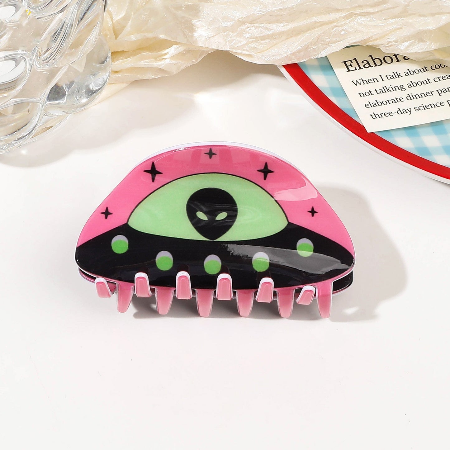 Plastic alien spacecraft acetate hair clip MYA-YHJ003