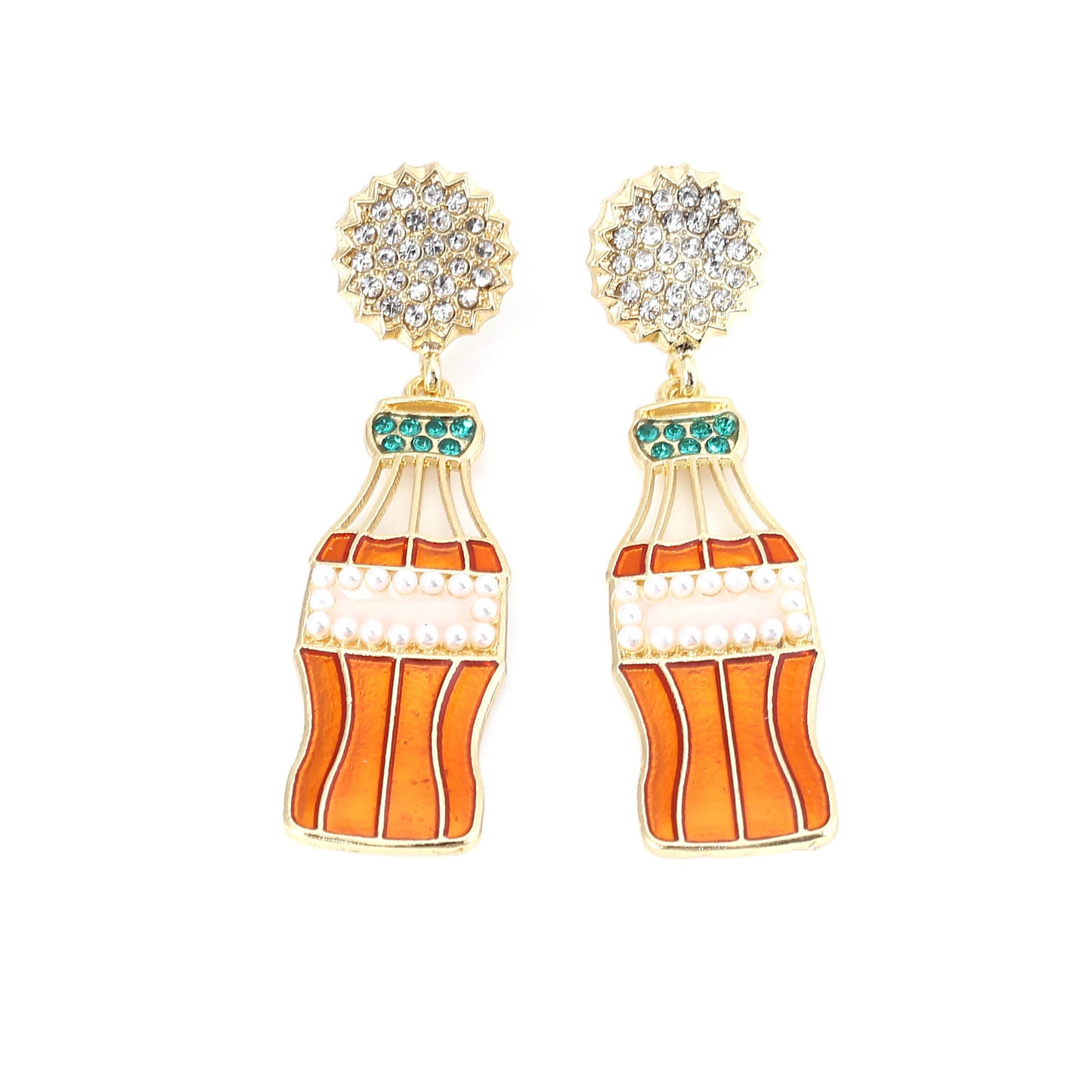 Alloy oil drop diamond inlaid with imitation pearl earrings (Minimo de compra 5) MIC-MiX005