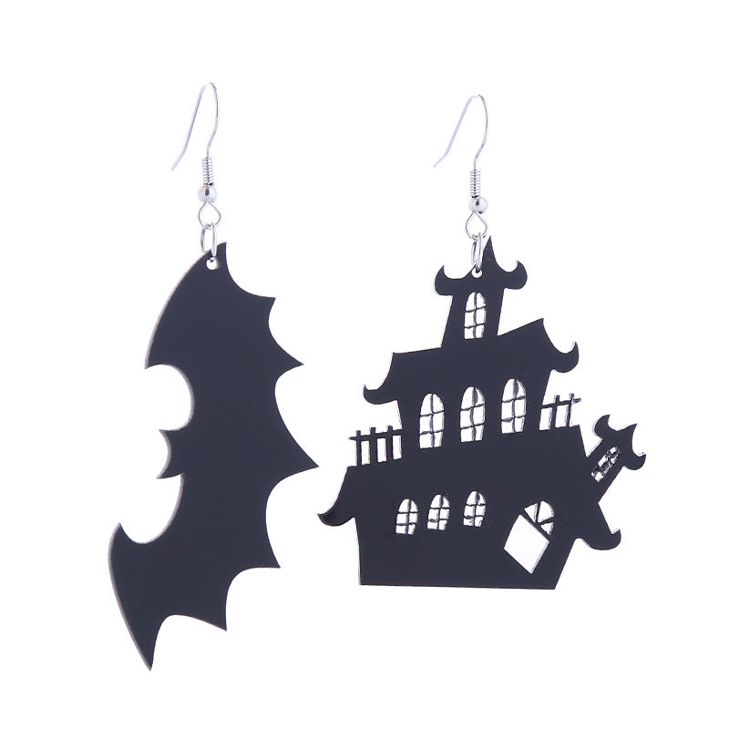 Acrylic Spider Web Ghost House Earrings (Minimo de Compra 2) MIC-ChouT035