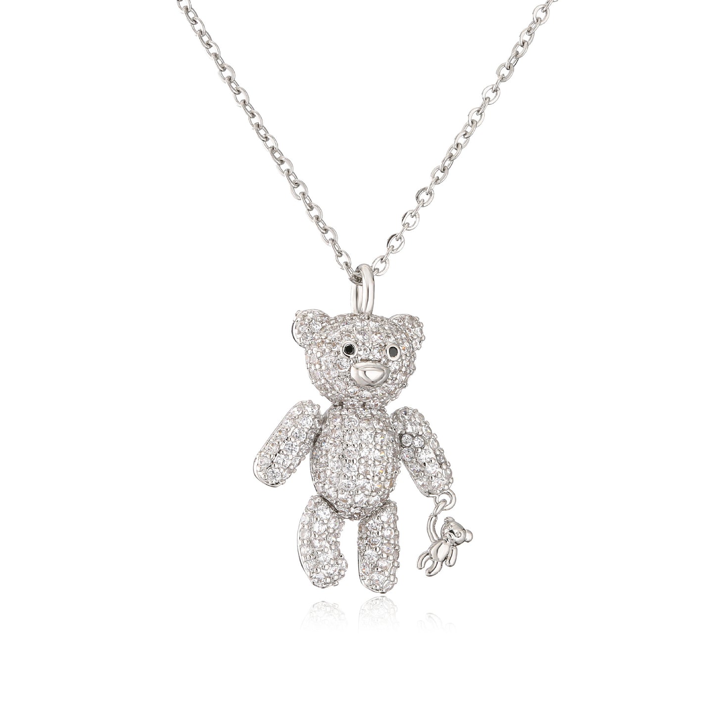 Stainless Steel Full Diamond Bear Necklace MYA-JuC017