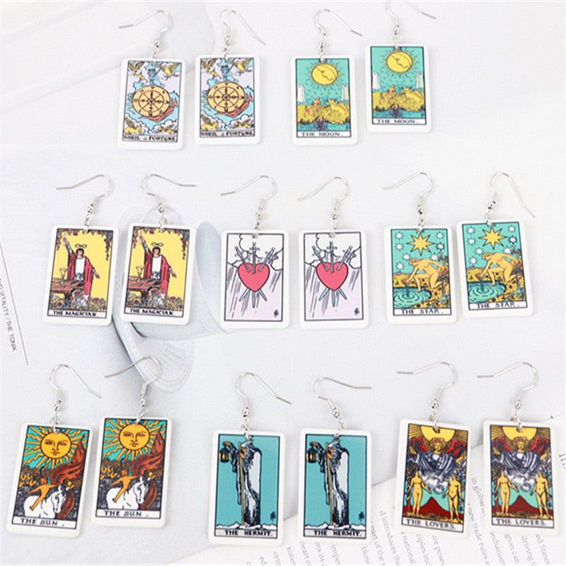 Acrylic Carroll Card Game Chess Card Earrings MIC-ChouD042