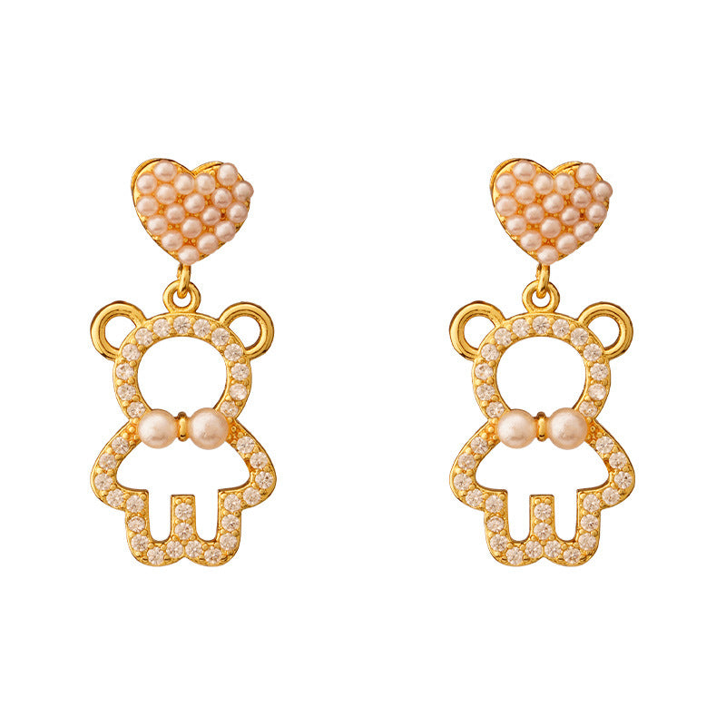 Alloy Bear Heart Earrings MIC-XiM023