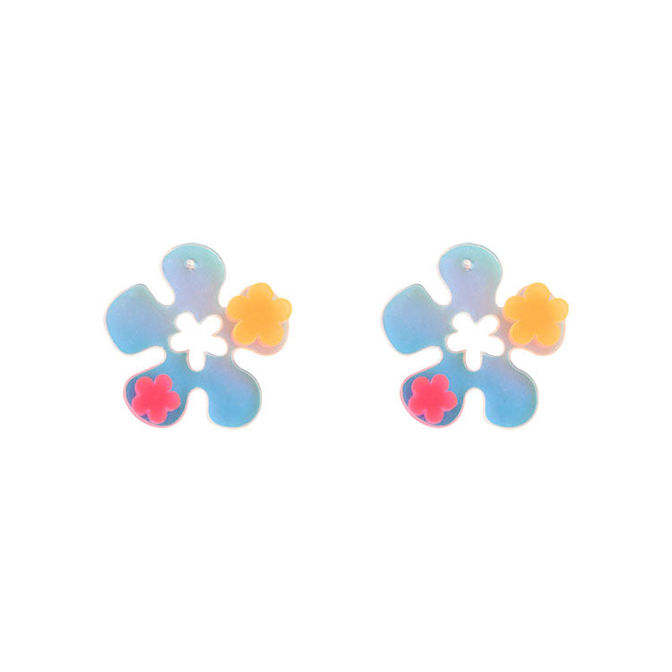 Acrylic Colorful Contrast Flower Earrings MIC-QingJ015