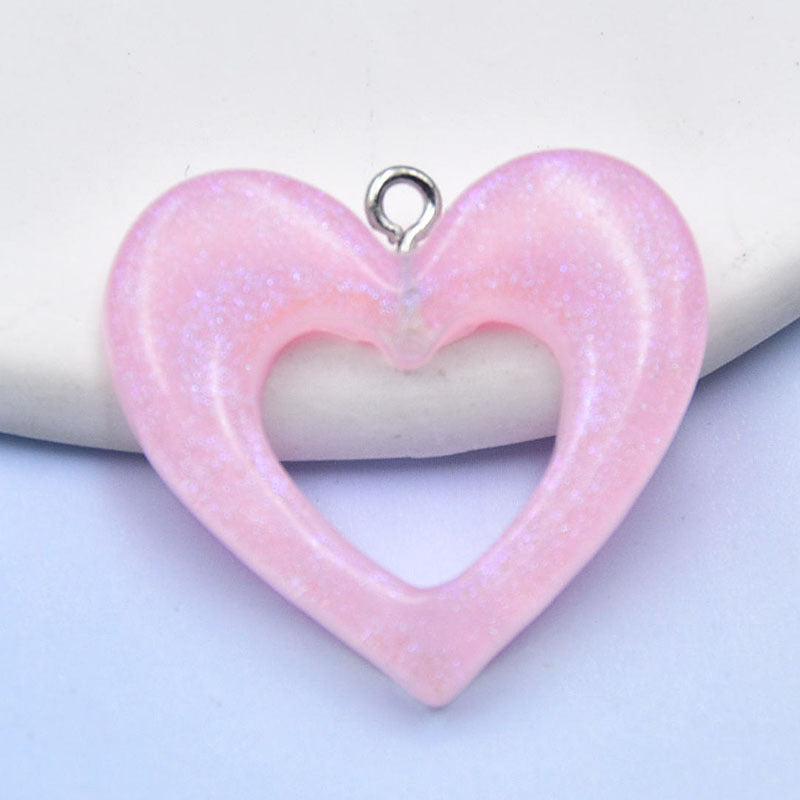 Resin glitter powder hollow heart accessories MYA-HuiX006