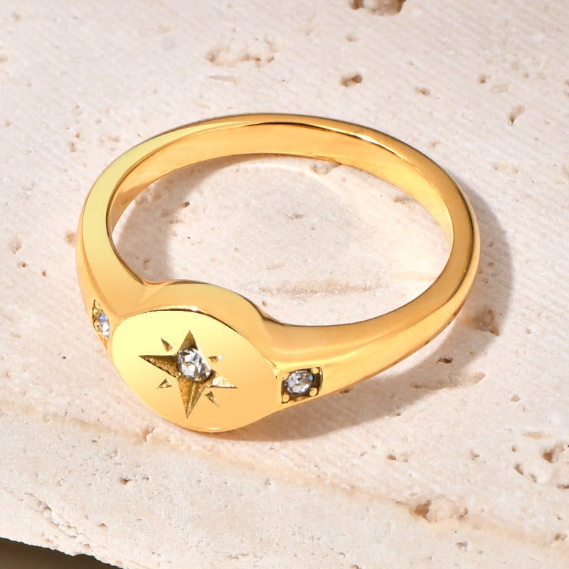 Stainless steel gold-plated ring with three diamonds MYA-YHZX021