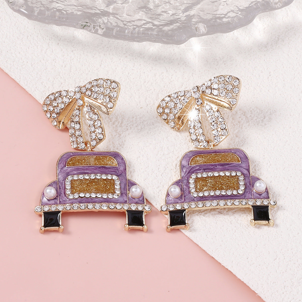 Alloy Full Diamond Fresh Bow Earrings MIC-YueL021