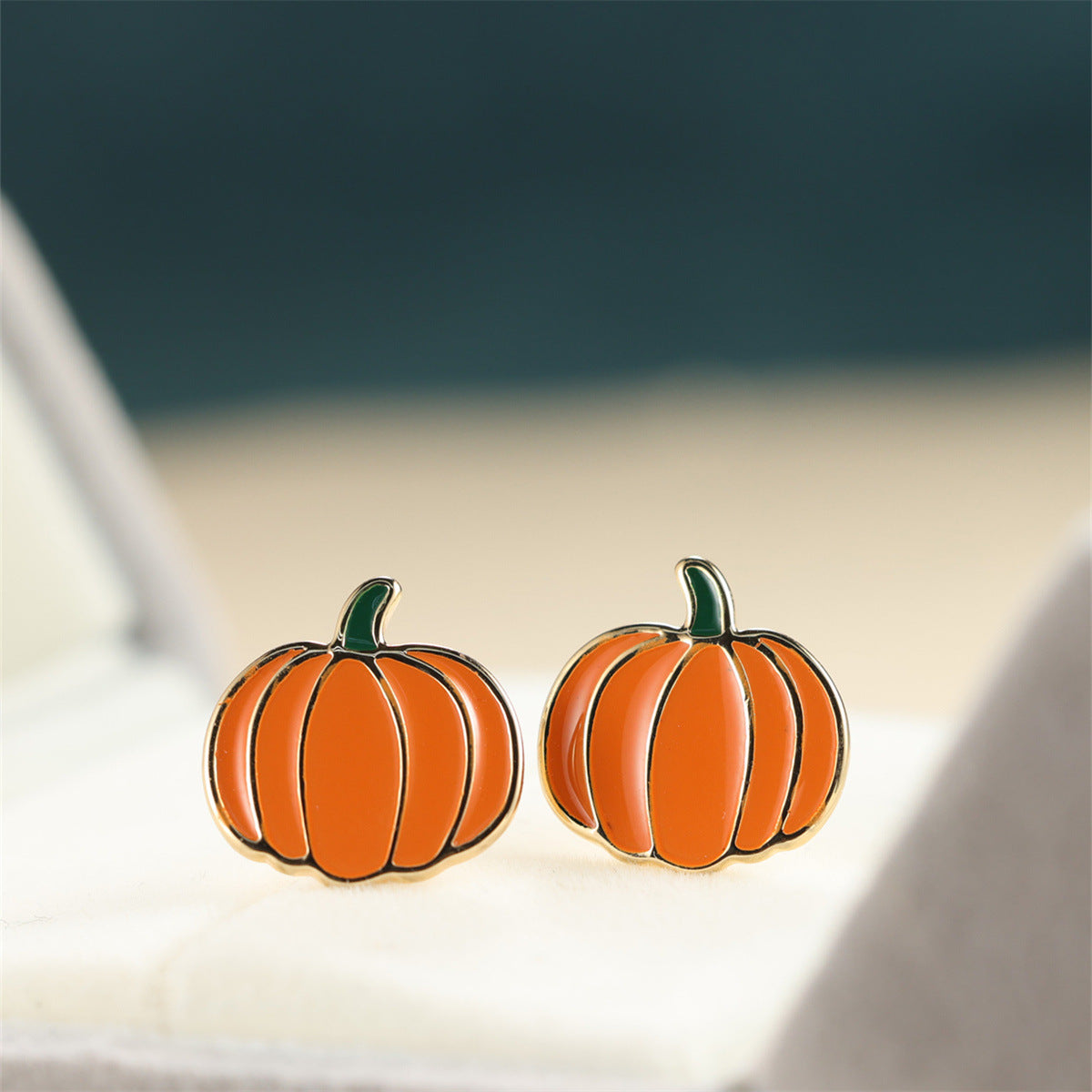 Alloy orange pumpkin Halloween earrings MIC-LvK001