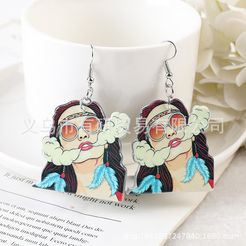 Resin dual color printed earrings (Minimo de Compra 2) MIC-YouY010