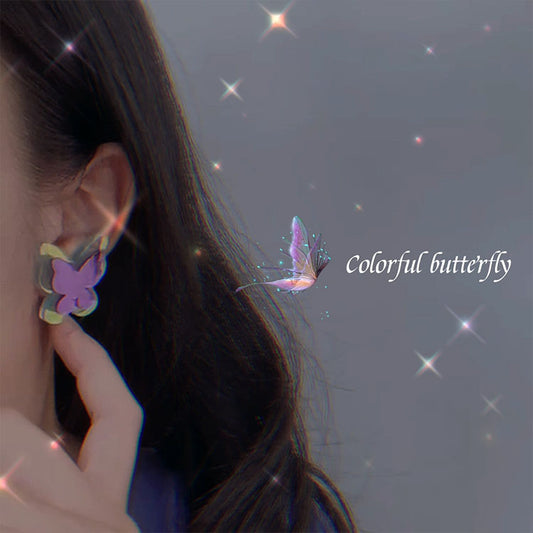 Alloy Purple Butterfly Earrings MIC-QingJ038