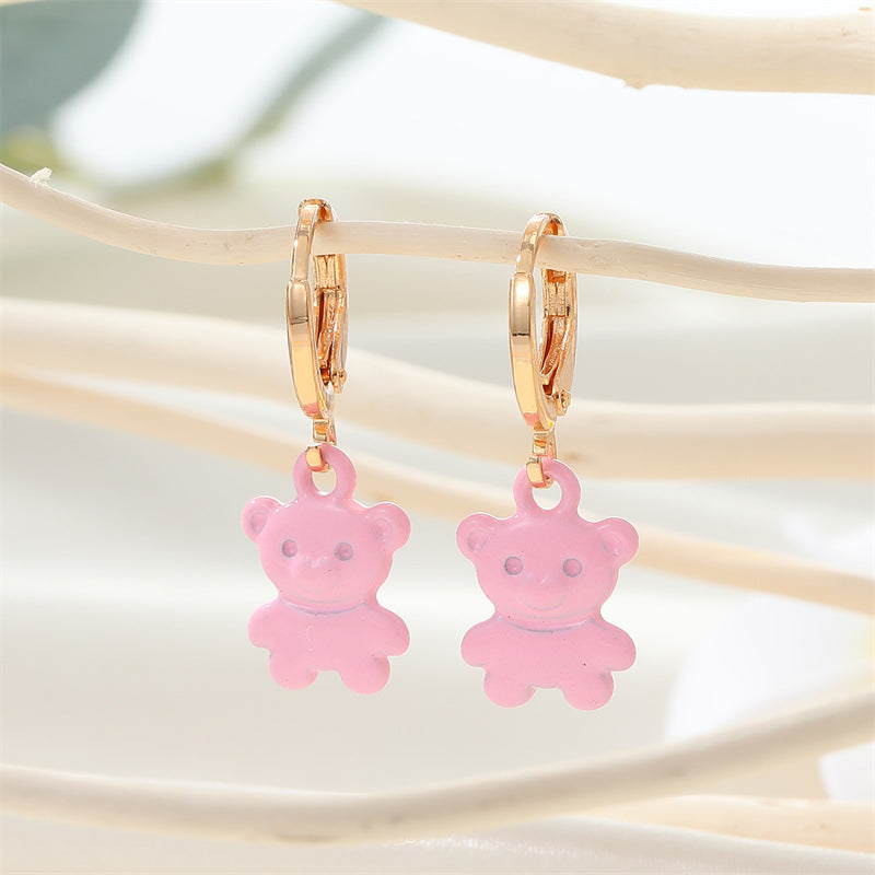 Acrylic candy colored cartoon bear earrings (Minimo de Compra 3) MIC-JueJ007