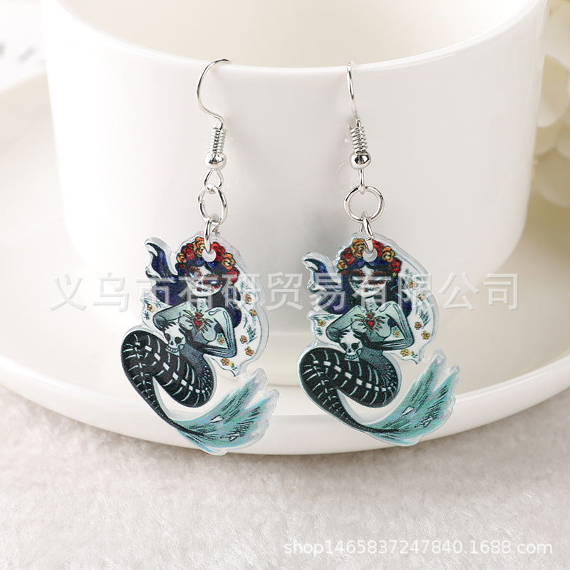 Resin Skeleton Girl Earrings (Minimo de Compra 2) MIC-YouY008