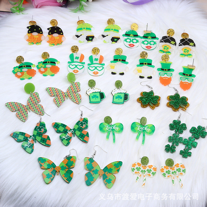 Acrylic Clover Hat Butterfly Earrings MIC-DuAi006