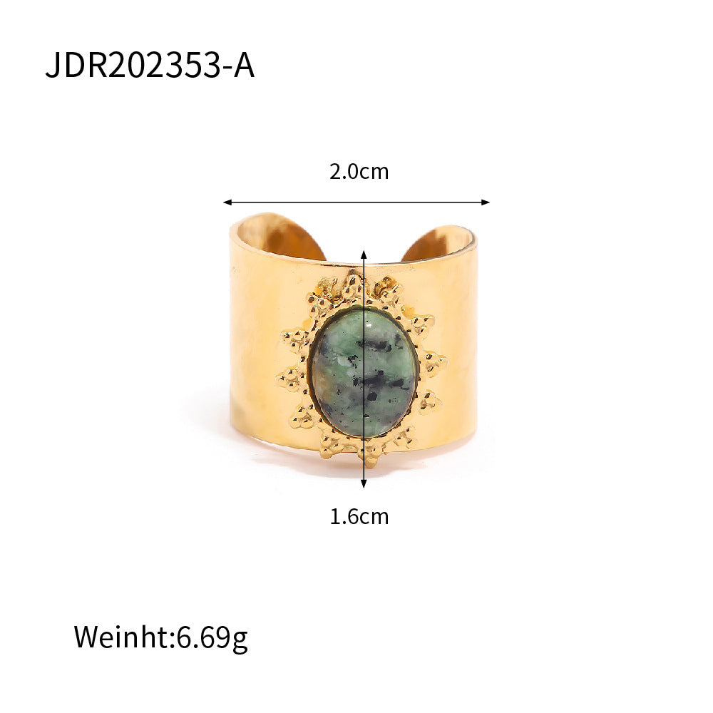 Gold Plated African Pine Ring in Stainless Steel MIC-WanX018