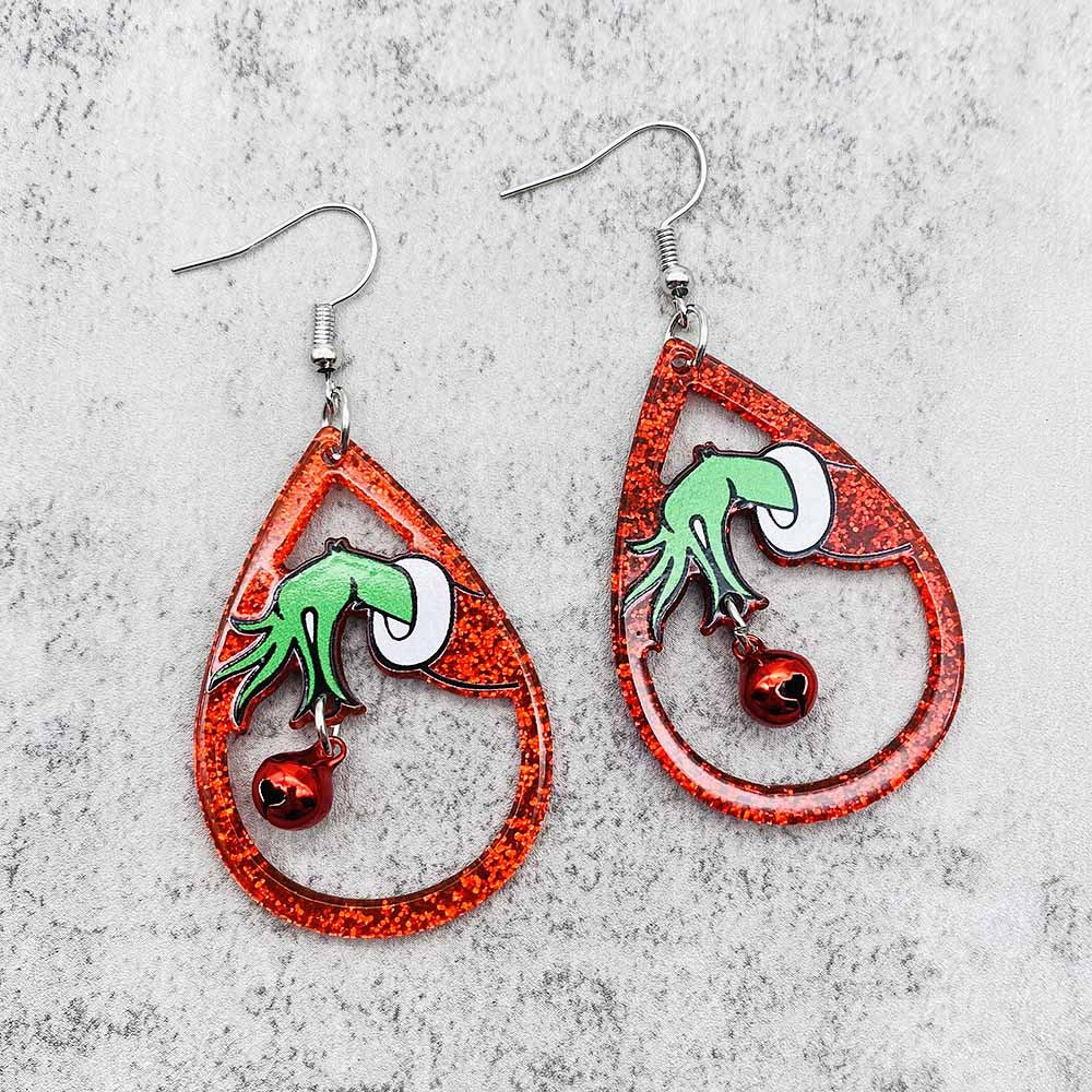 Acrylic Christmas Grinch Earrings (Minimo de Compra 2) MYA-ChenY030