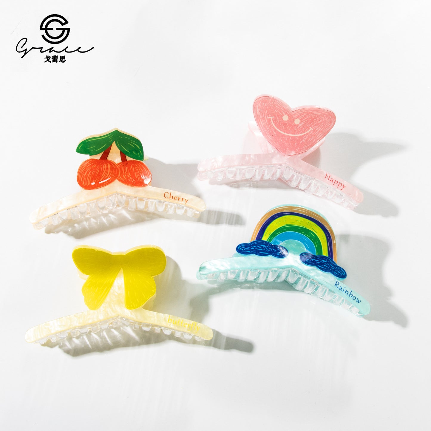 PVC Rainbow Heart Bow Hair Clip MIC-GLS004