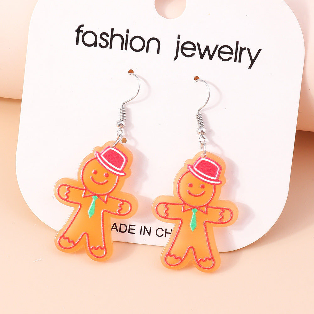 Acrylic cartoon gingerbread human earrings (Minimo de Compra 2) MYA-YueS003