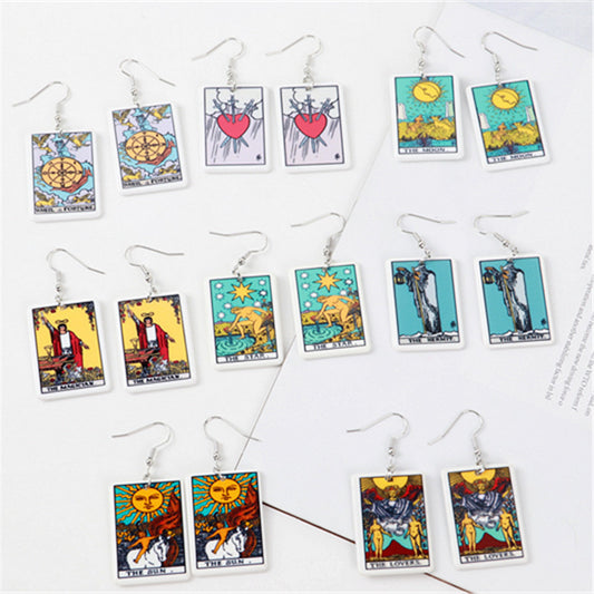 Acrylic Carroll Card Game Chess Card Earrings MIC-ChouD042