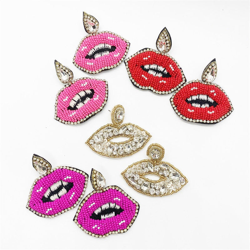 Alloy hand woven lip rice bead earrings (Minimo de compra 6) MIC-ManT001