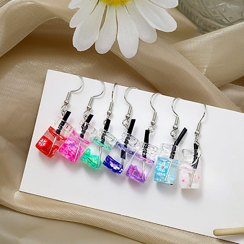 Alloy flower beverage bottle earrings (Minimo de Compra 2) MIC-MDD059