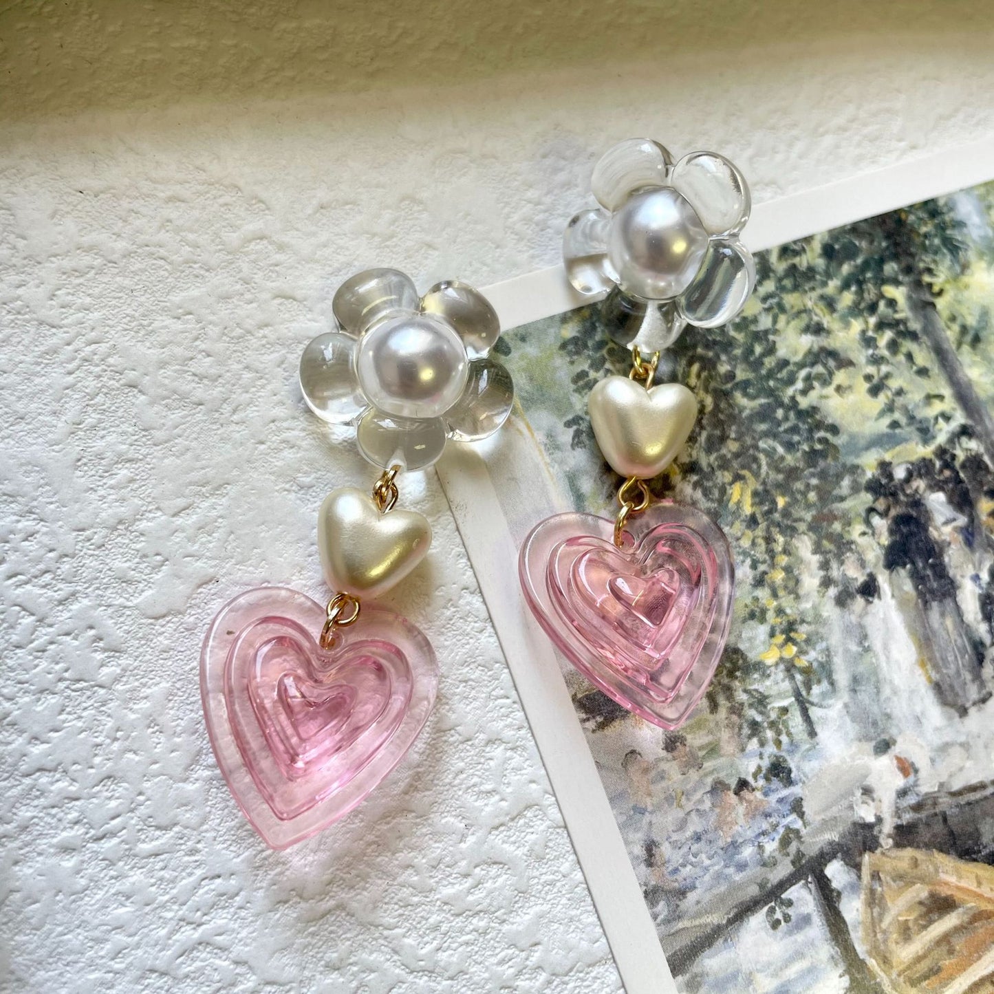 Acrylic transparent flower heart earrings MIC-MMZ001