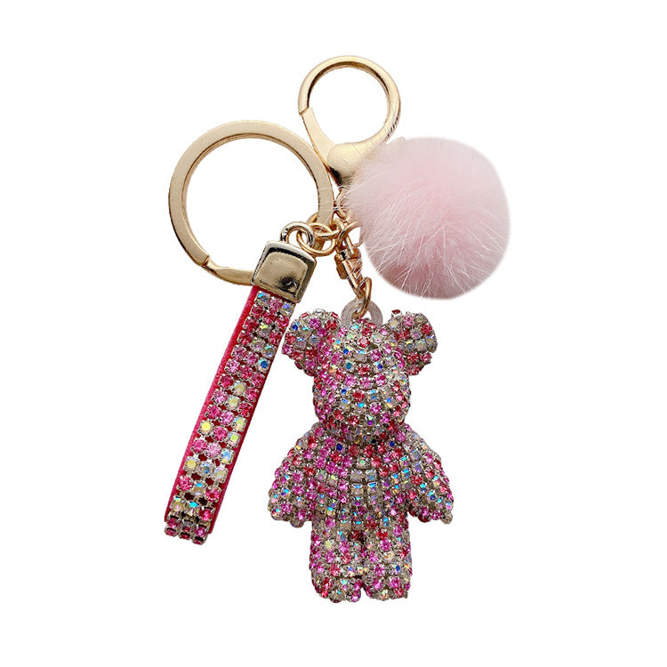 Diamond-inlaid mink and bear keychain  （Minimo de compra 2） MYA-LianX001