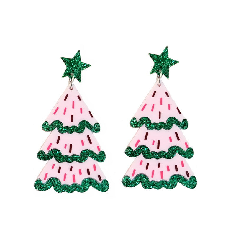 Acrylic Christmas tree earrings MIC-XueP184