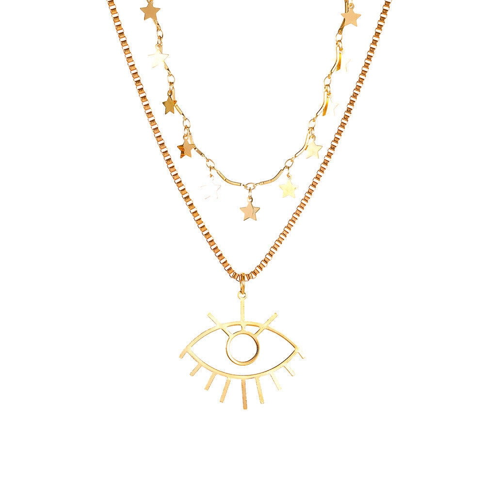 Alloy Double Layer Eye Necklace MYA-MiaoY050