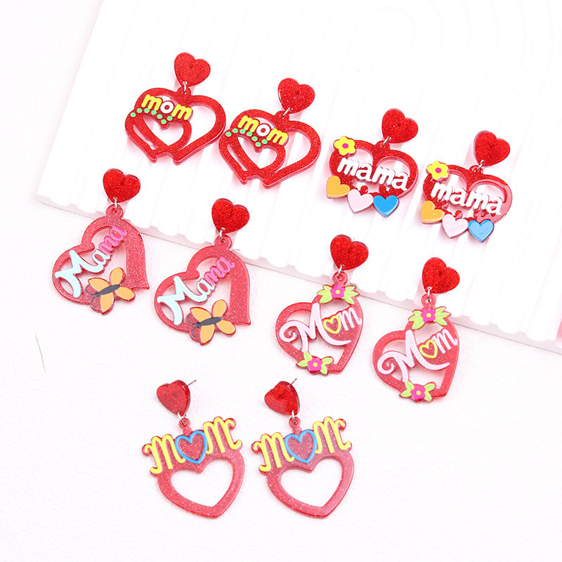 Acrylic hollow red heart earrings MYA-DuA085