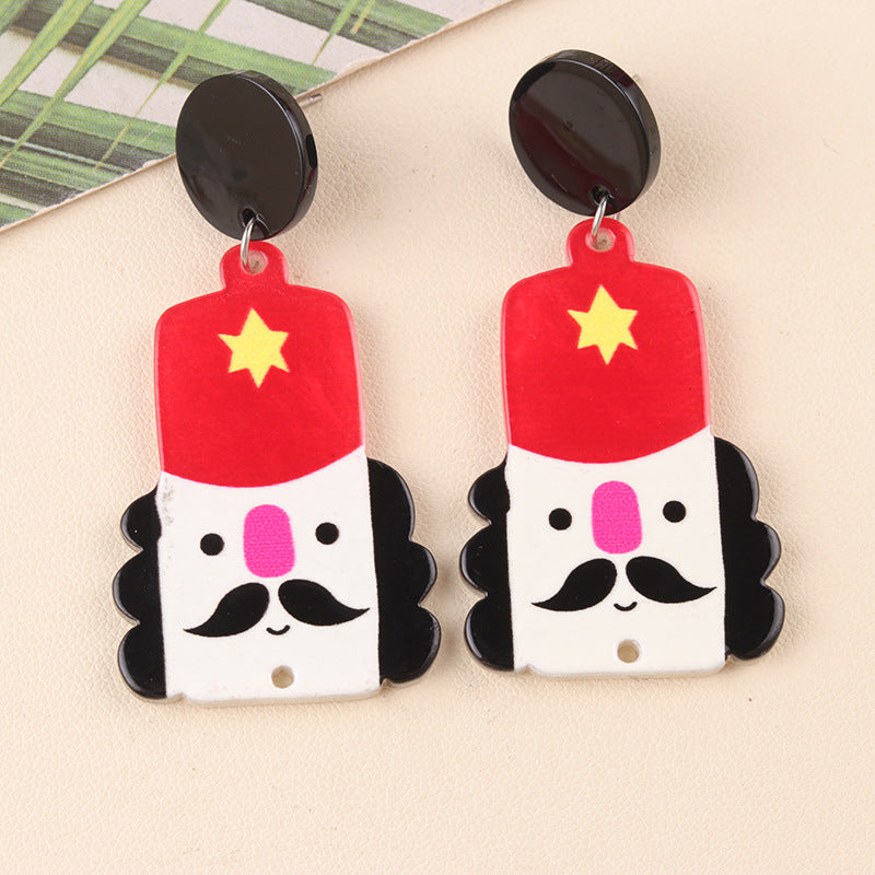 Acrylic Cup Snowman Earrings MIC-DuA095